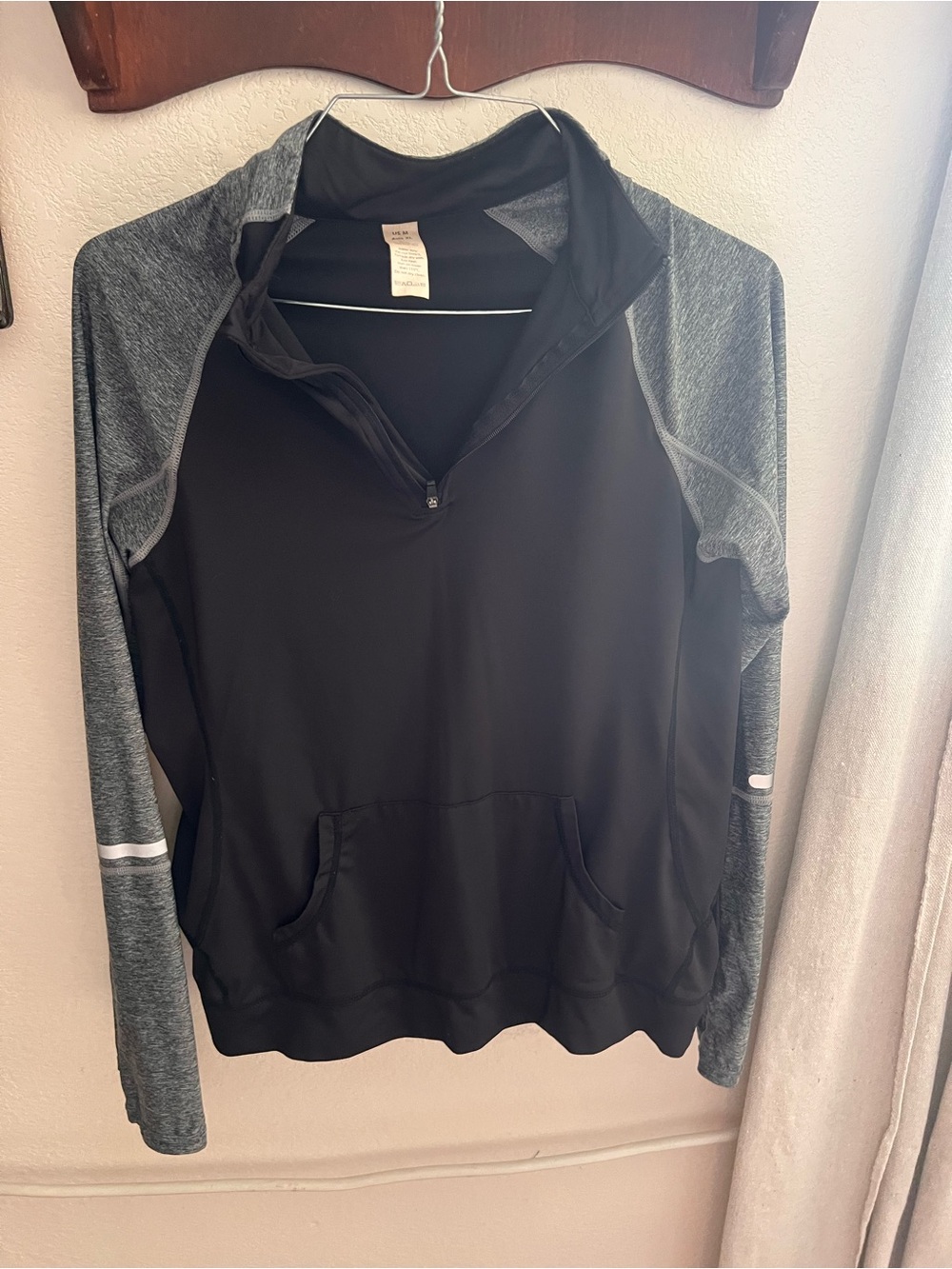 Black & Gray Quarter-Zip Athletic Pullover